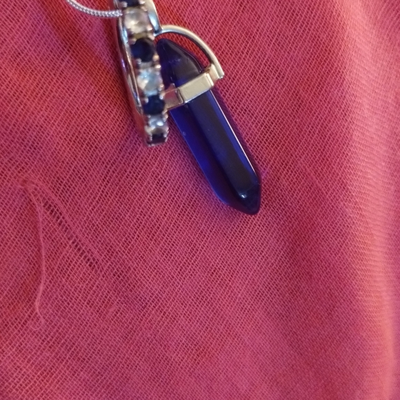 Blue Crystal Pendant Necklace With Sapphire Ring - Picture 1 of 4